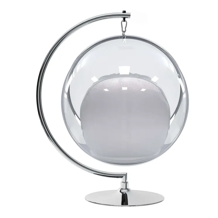 42" Silver Faux Leather Balloon Chair