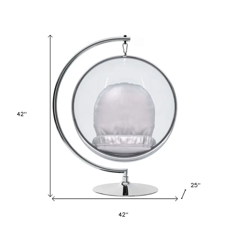 42" Silver Faux Leather Balloon Chair