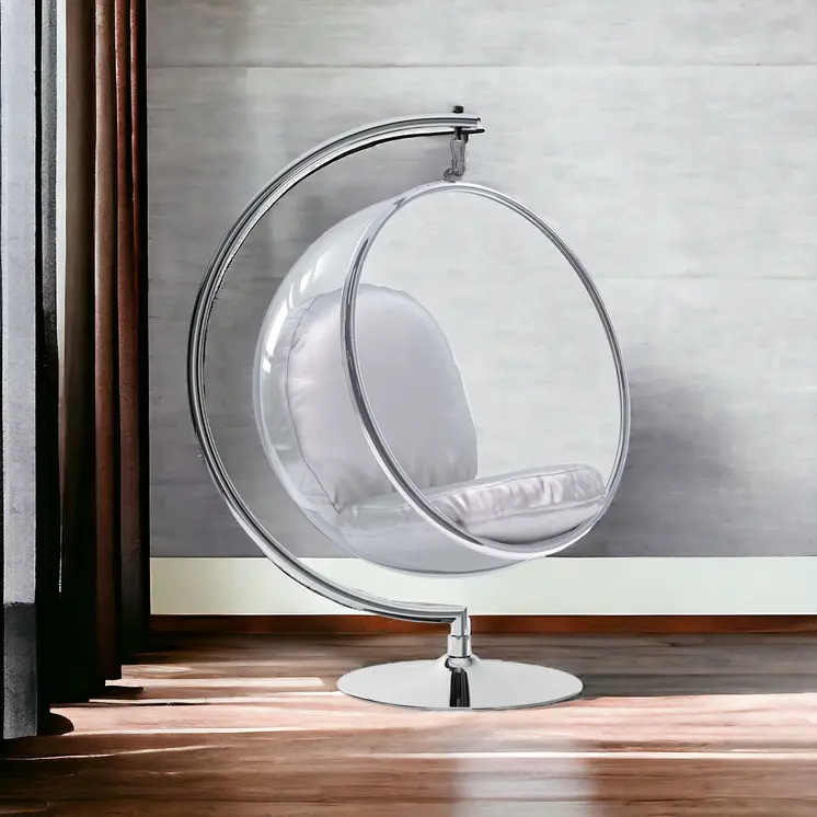 42" Silver Faux Leather Balloon Chair