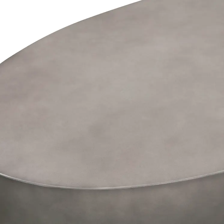 28" Gray And Brass Concrete And Brass Oval Coffee Table