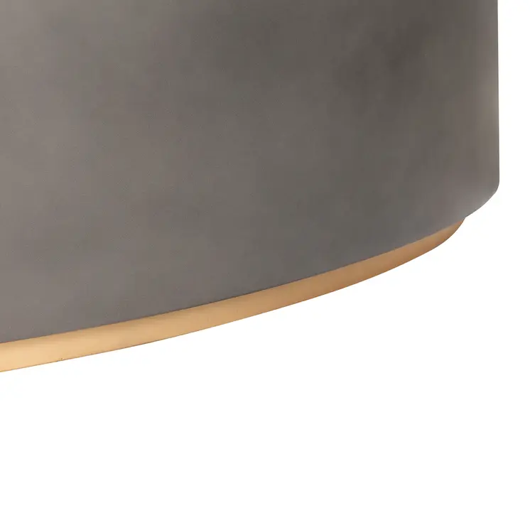 28" Gray And Brass Concrete And Brass Oval Coffee Table