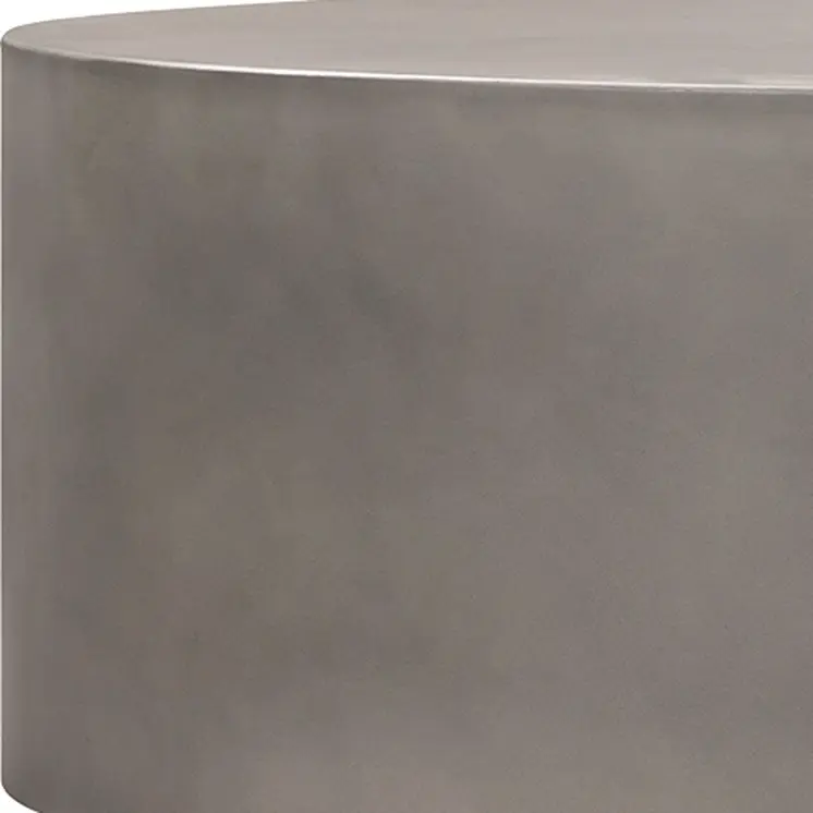28" Gray And Brass Concrete And Brass Oval Coffee Table