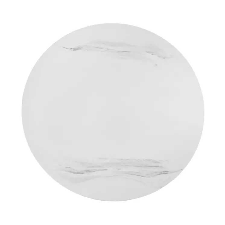 36" White And Black Genuine Marble And Metal Round Coffee Table