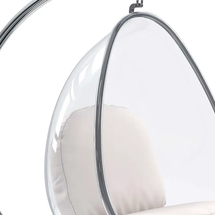 28" White and Silver Faux Leather Balloon Chair