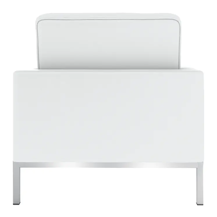 31" White and Silver Italian Leather Tufted Club Chair