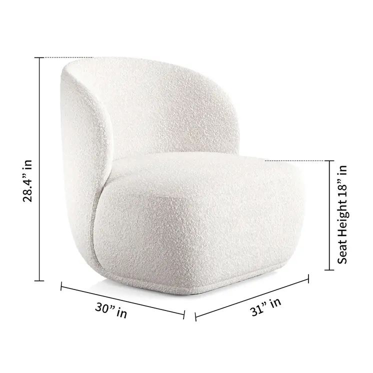 31" White Boucle Wingback Chair