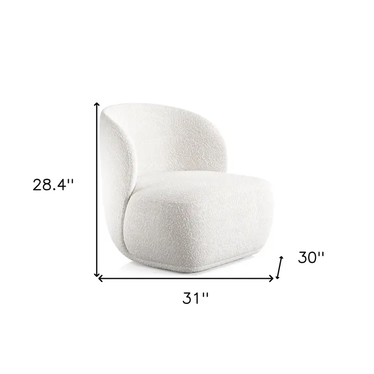 31" White Boucle Wingback Chair