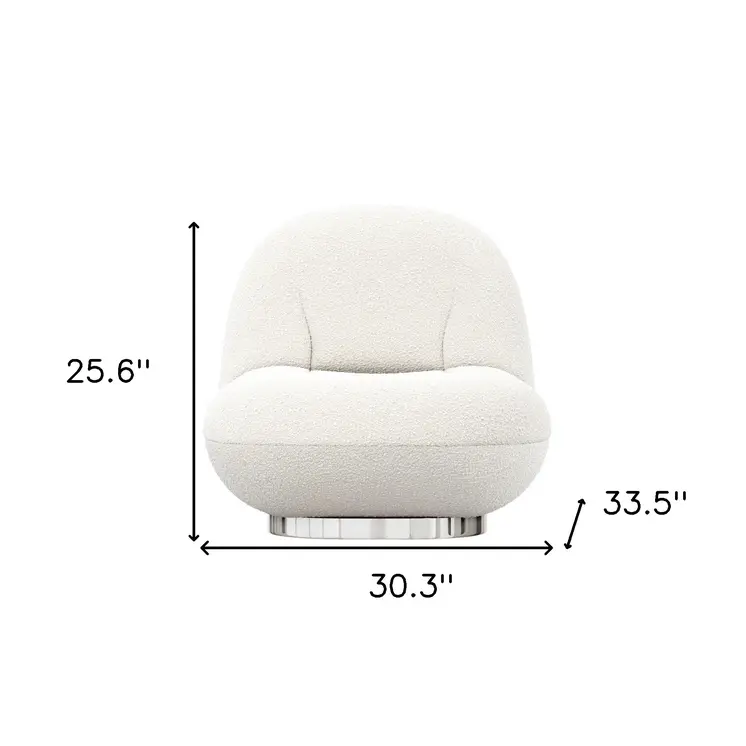 30" White and Silver Boucle Slipper Chair