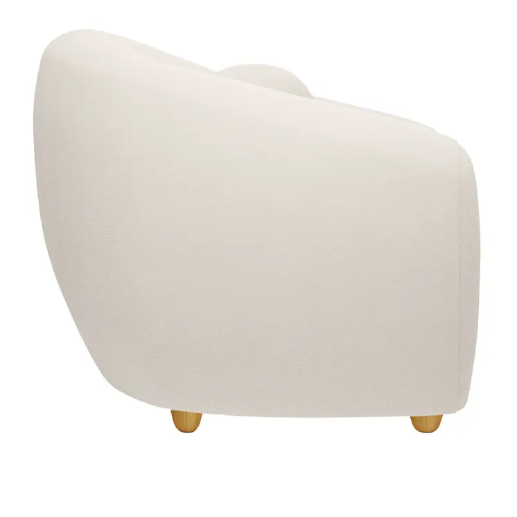 39" White and Natural Boucle Arm Chair