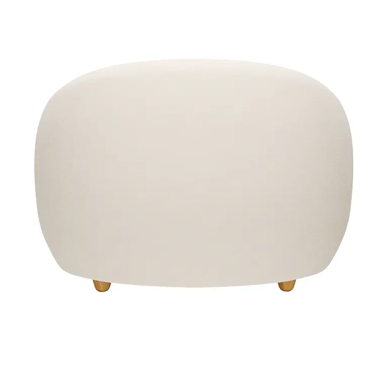 39" White and Natural Boucle Arm Chair