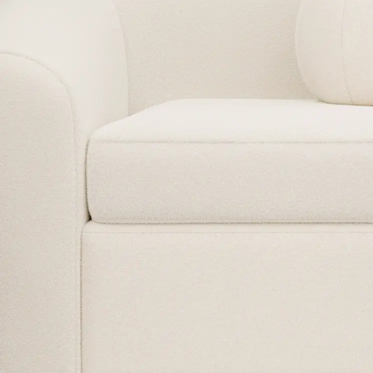 39" White and Natural Boucle Arm Chair