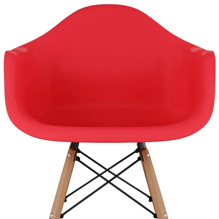 28" Red And Brown Heavy Duty Plastic And Solid Wood Low Back Counter Height Bar Chair