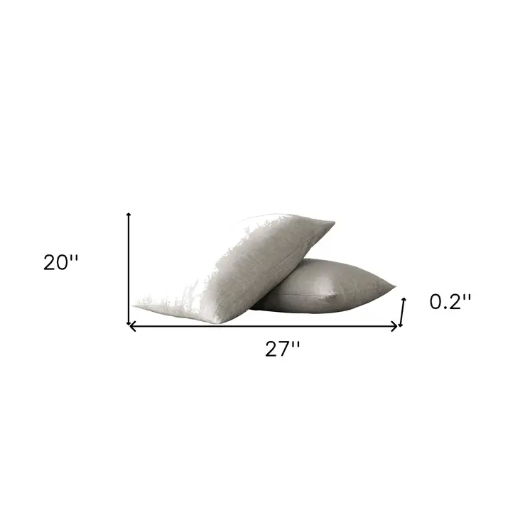 Set of Two Light Gray Linen Pillowcases
