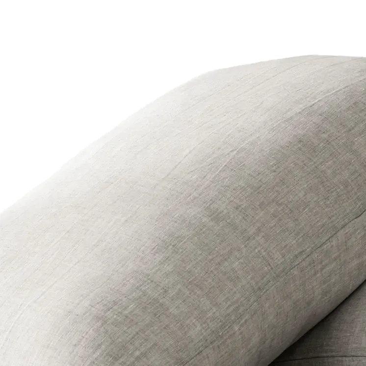 Set of Two Light Gray Linen Pillowcases