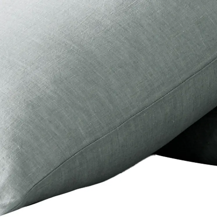 Set of Two Blue Linen Standard Pillowcases