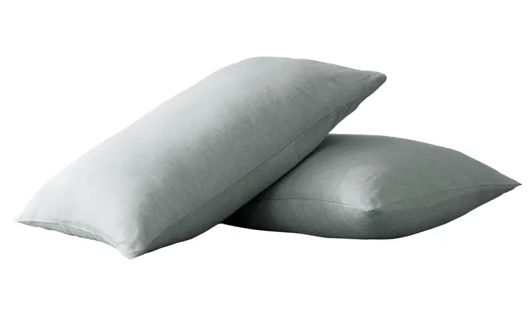 Set of Two Blue Linen Standard Pillowcases