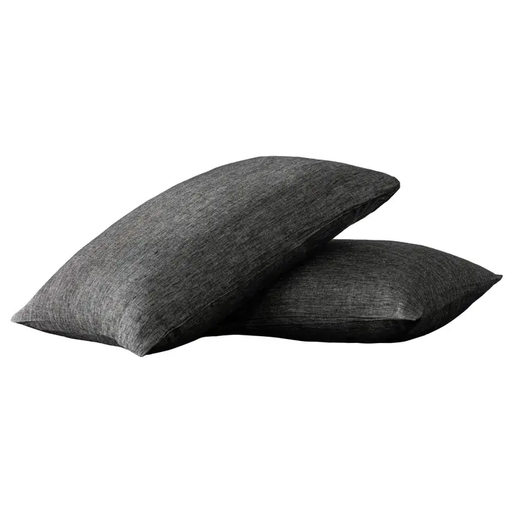 Set of Two Onyx Linen Pillowcases