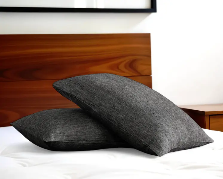 Set of Two Onyx Linen Pillowcases