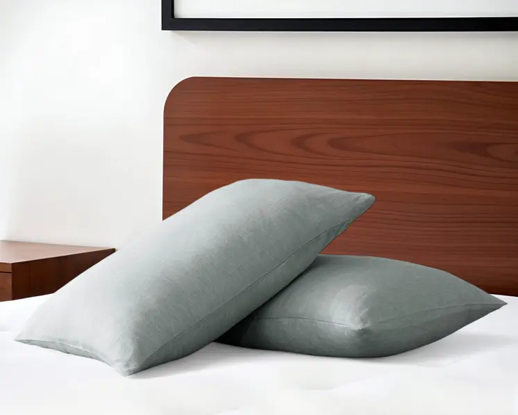 Set of Two Blue Linen Pillowcases