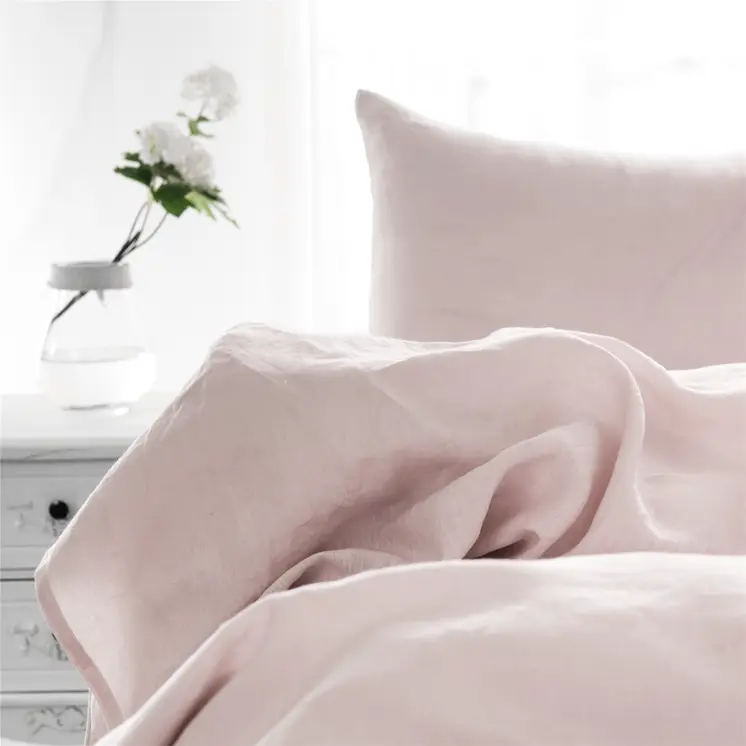 Set of Two Light Pink Linen Pillowcases