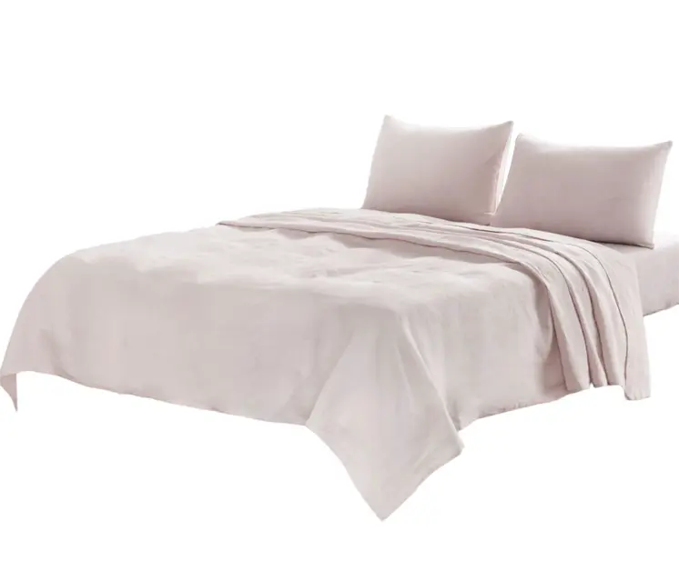 Four Piece Champagne Pink Linen Sheet Set