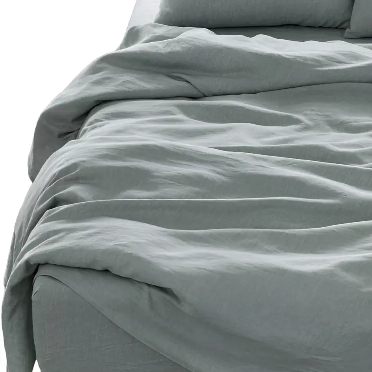 Four Piece Blue Linen Queen Sheet Set