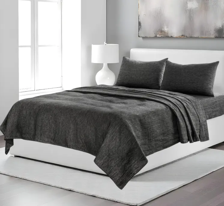 Four Piece Onyx Linen Sheet Set