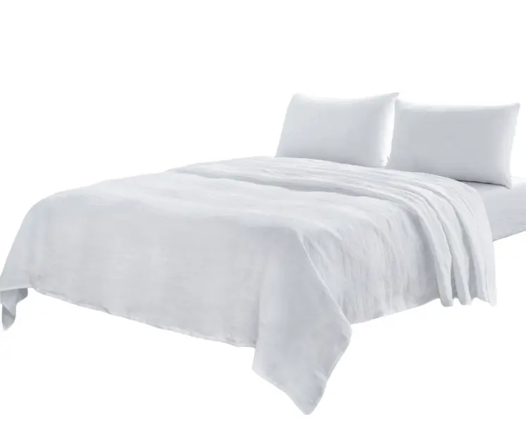Four Piece White Linen Queen Sheet Set