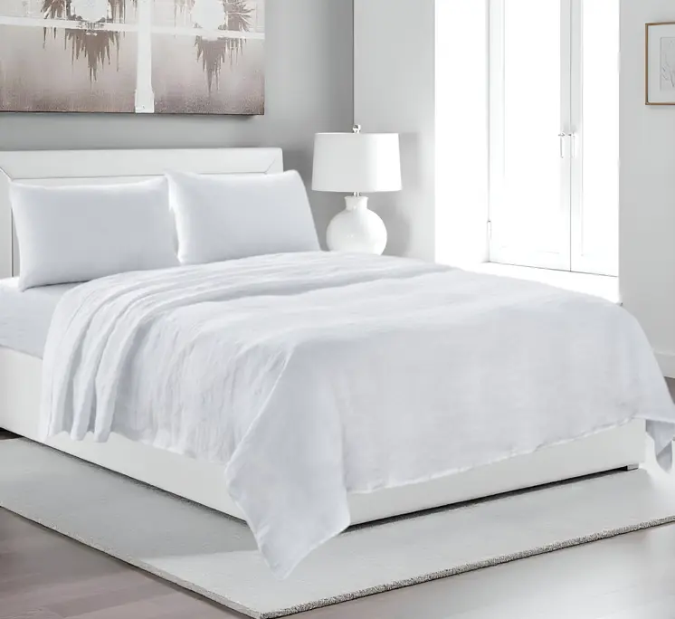 Four Piece White Linen Queen Sheet Set