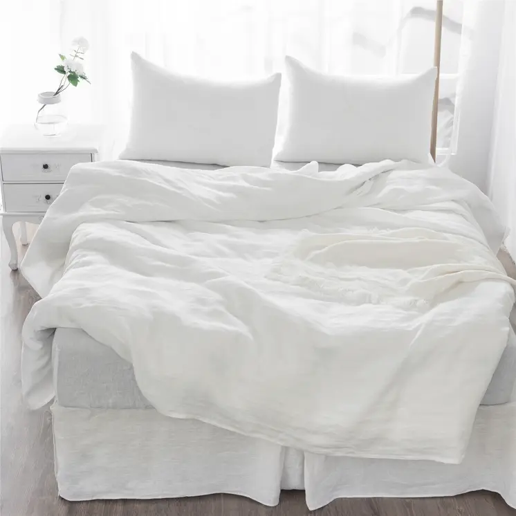 Four Piece Ivory Linen Twin Sheet Set