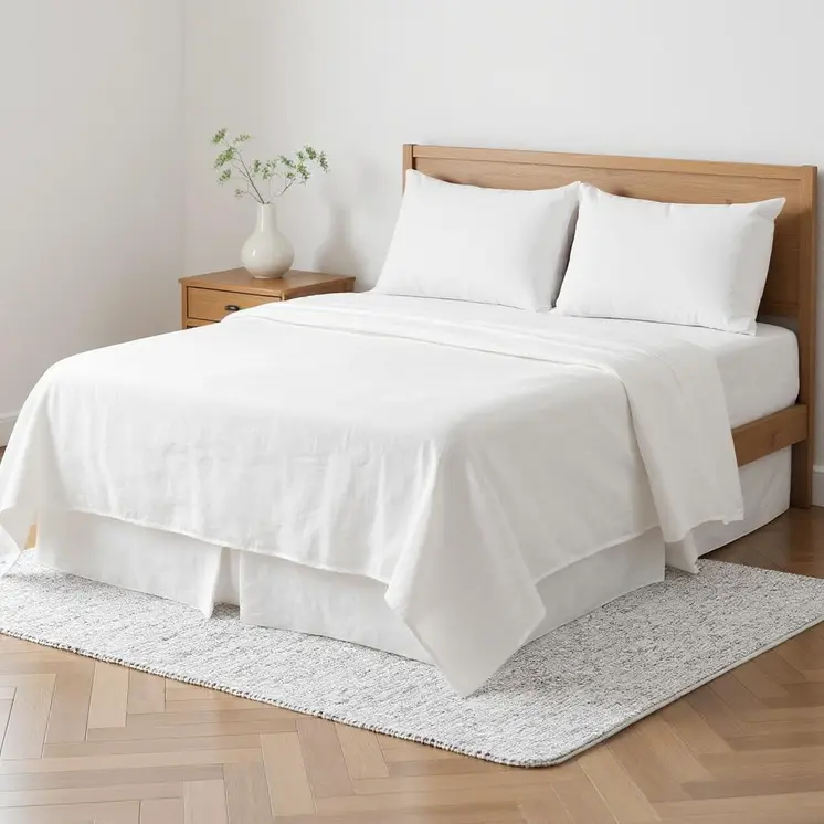 Four Piece Ivory Linen Twin Sheet Set