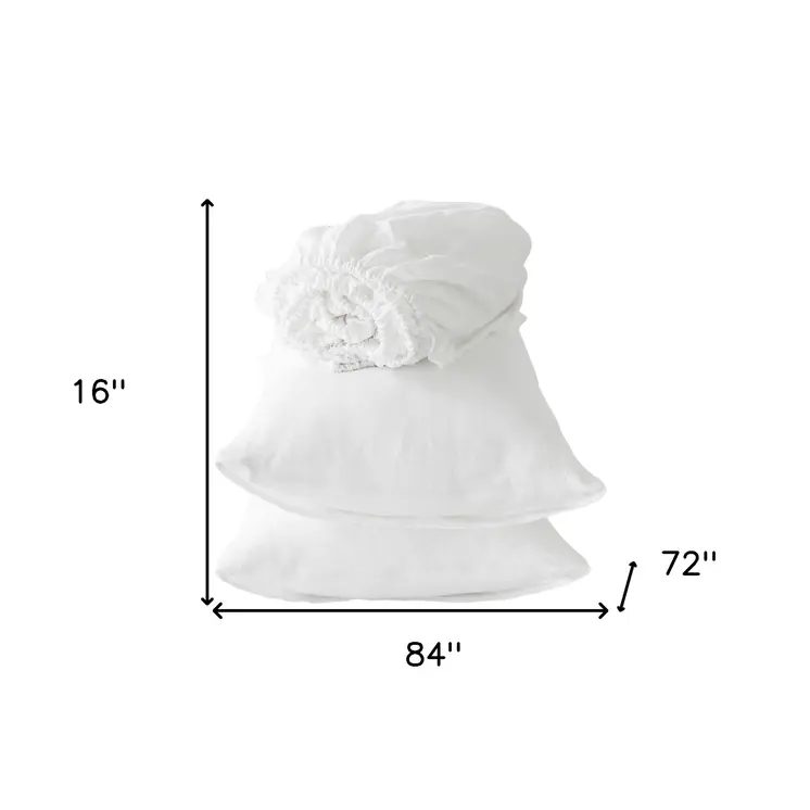 Four Piece Ivory Linen Sheet Set