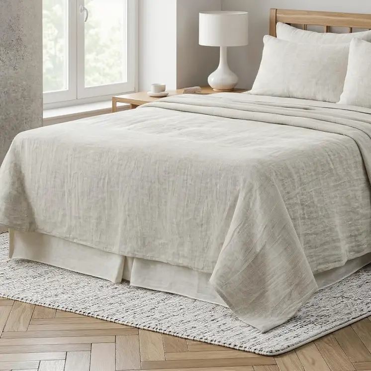 Light Gray Linen King Flat Sheet