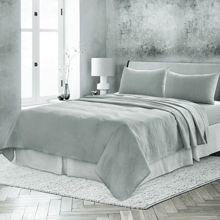 Blue Linen King Flat Sheet