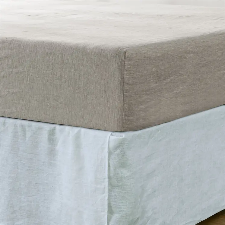Light Gray Linen Twin Fitted Sheet