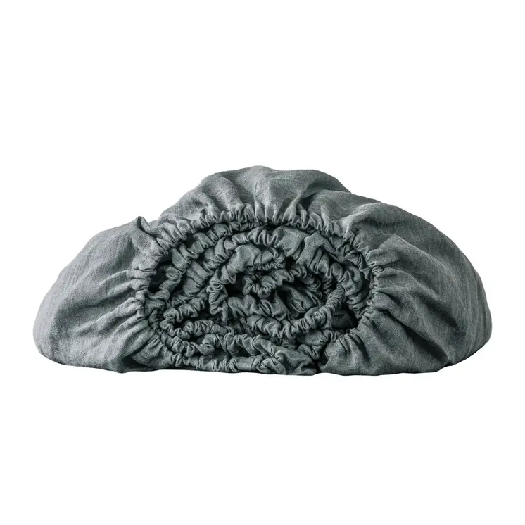 Slate Gray Linen Twin Fitted Sheet