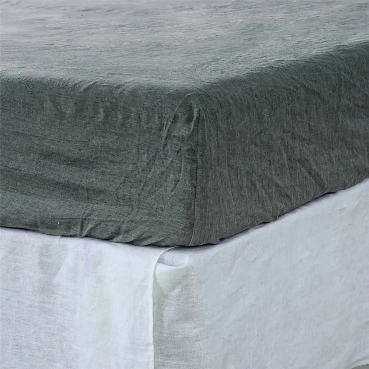 Slate Gray Linen Twin Fitted Sheet