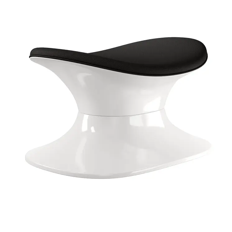 21" Black and White Wool And Fiberglass Contempo Footstool Ottoman