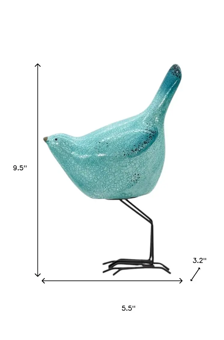 Set of Three Robin Egg Blue Fabric Bird Statue Tabletop Sculpture