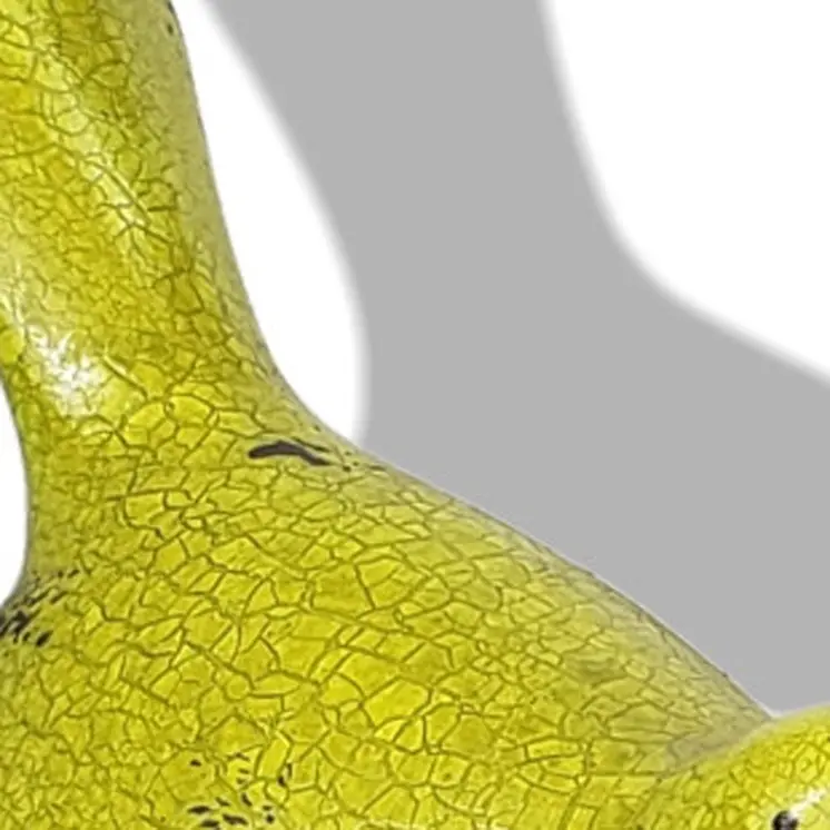 Set of Three Lemongrass Green Polyresin and Metal Bird Sculptures