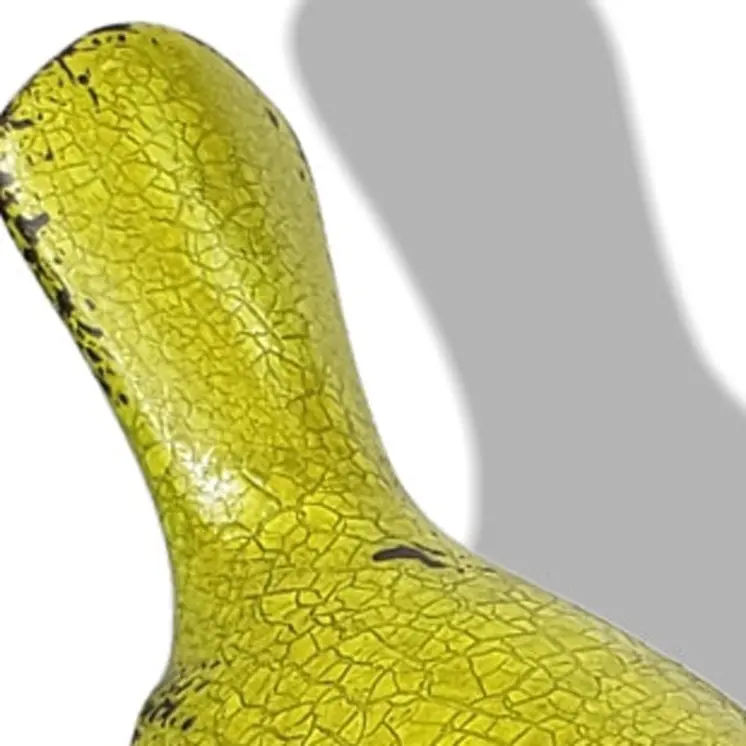 Set of Three Lemongrass Green Polyresin and Metal Bird Sculptures