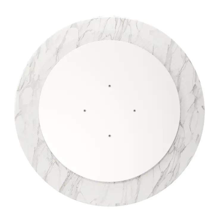 40" White Rounded Stone And Metal Pedestal Base Dining Table