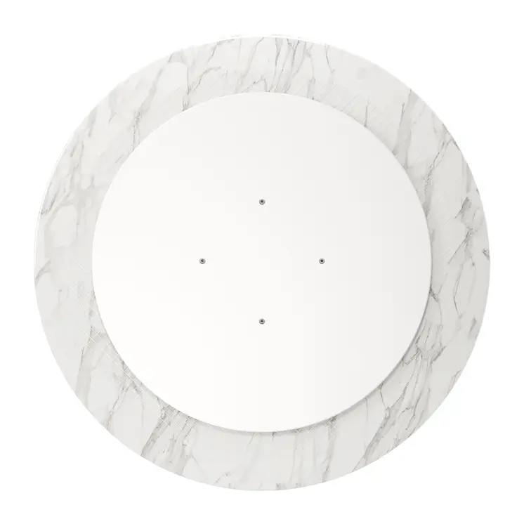 40" White And Gold Rounded Marble And Metal Pedestal Base Dining Table