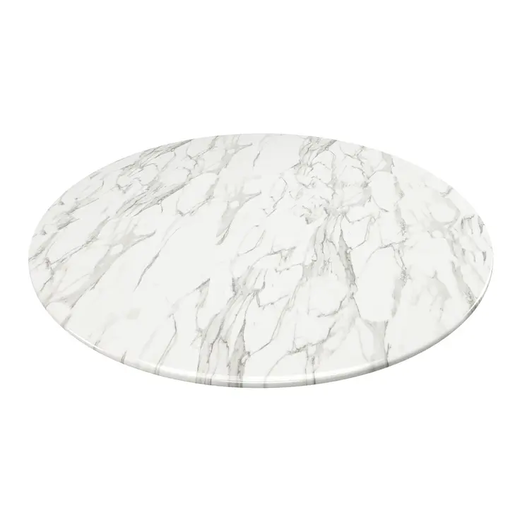 32" White And Gold Marble And Metal Dining Table