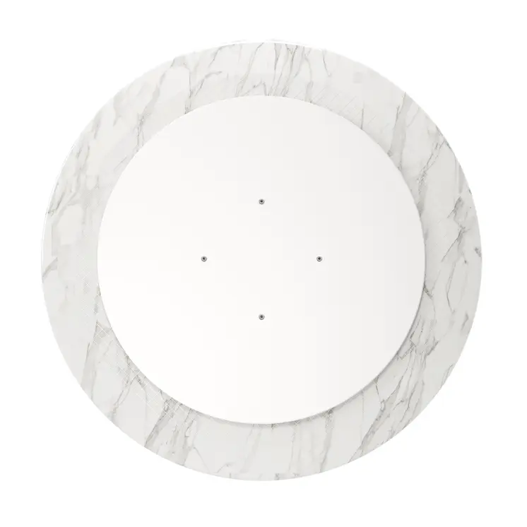 32" White And Black Marble And Metal Dining Table
