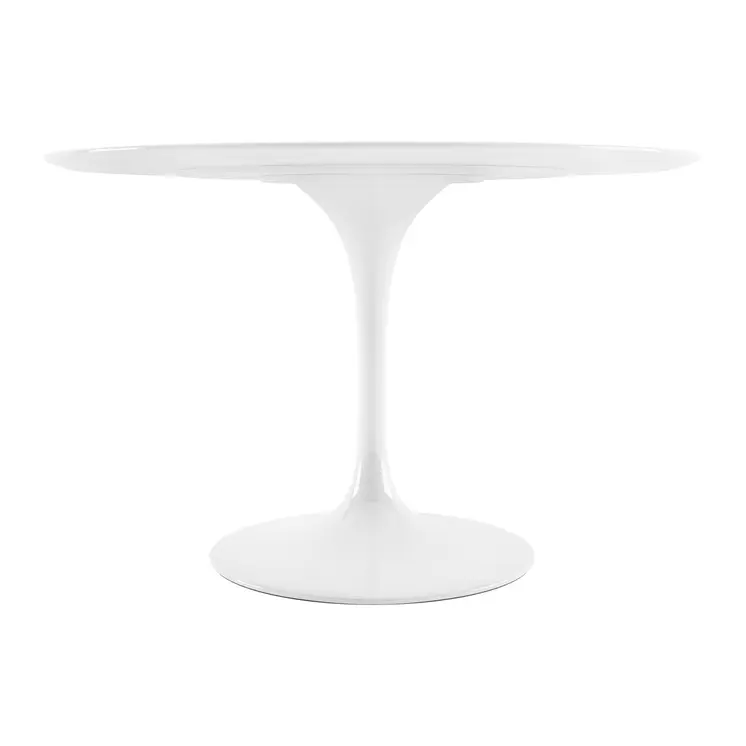 48" White Fiberglass And Metal Dining Table