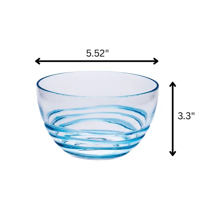 Clear and Blue Four Piece Swirl Acrylic Service For Four Bowl Set