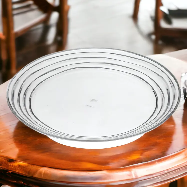Clear Four Piece Round Swirl Acrylic Service For Four Dinner Plate Set