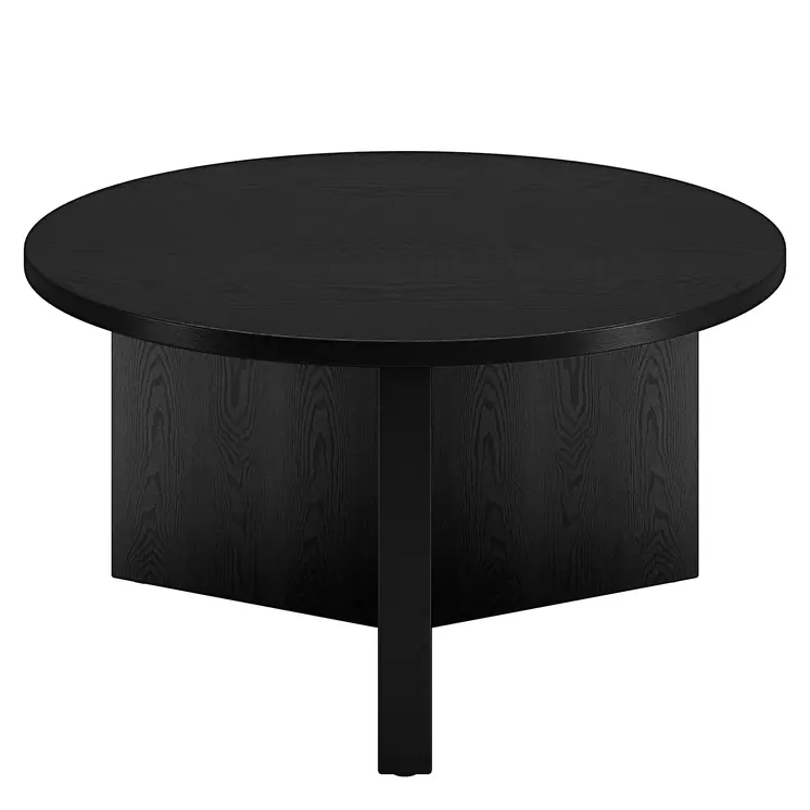 32" Black Round Coffee Table
