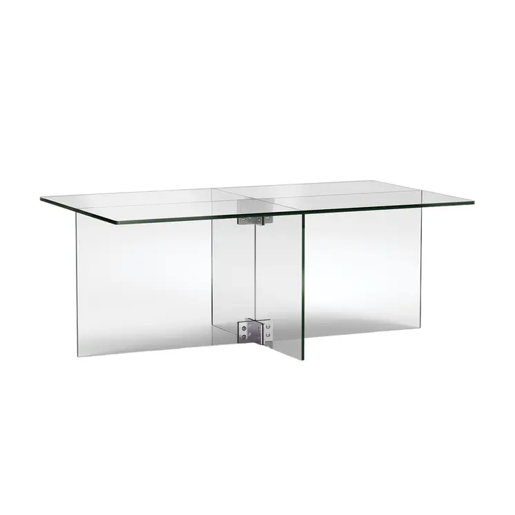 24" Clear Glass And Steel Coffee Table